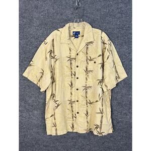 Caribbean Joe Button Up Shirt Mens XXL Tropical Silk Hawaiian Short Sleeve